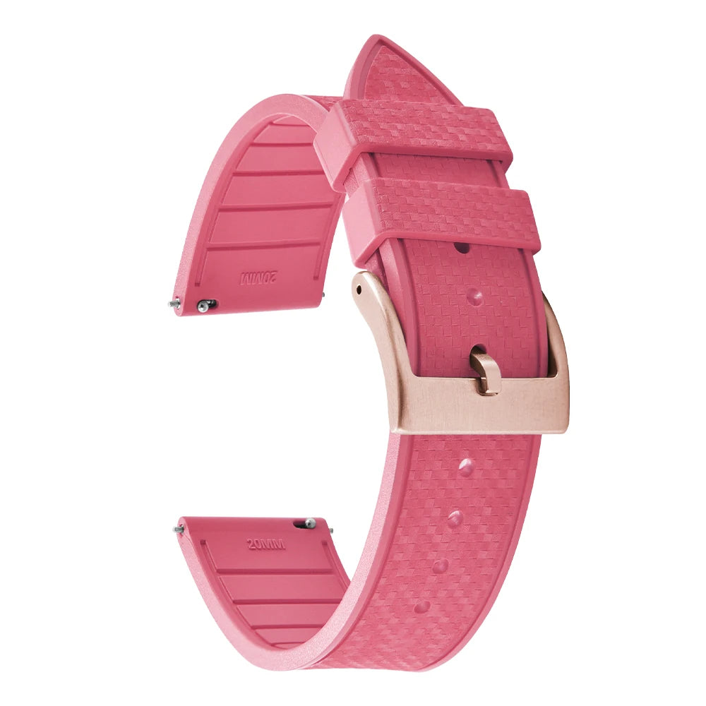 20MM 22MM supprime des bracelets de montre en caoutchouc fluoroélastomère/FKM mosaïque pour hommes femmes-bracelet de Sport étanche de remplacement à dégagement rapide