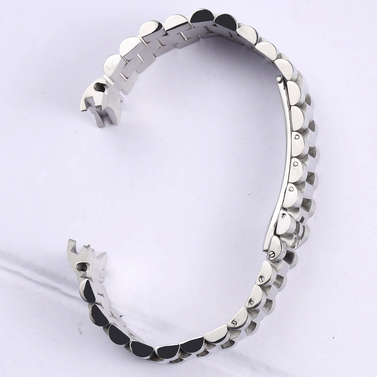 Cinturino per orologio in acciaio inossidabile massiccio argento e oro da 13, 17, 20 e 21 mm per Rolex Oyster Perpetual Date, bracciale metallico.