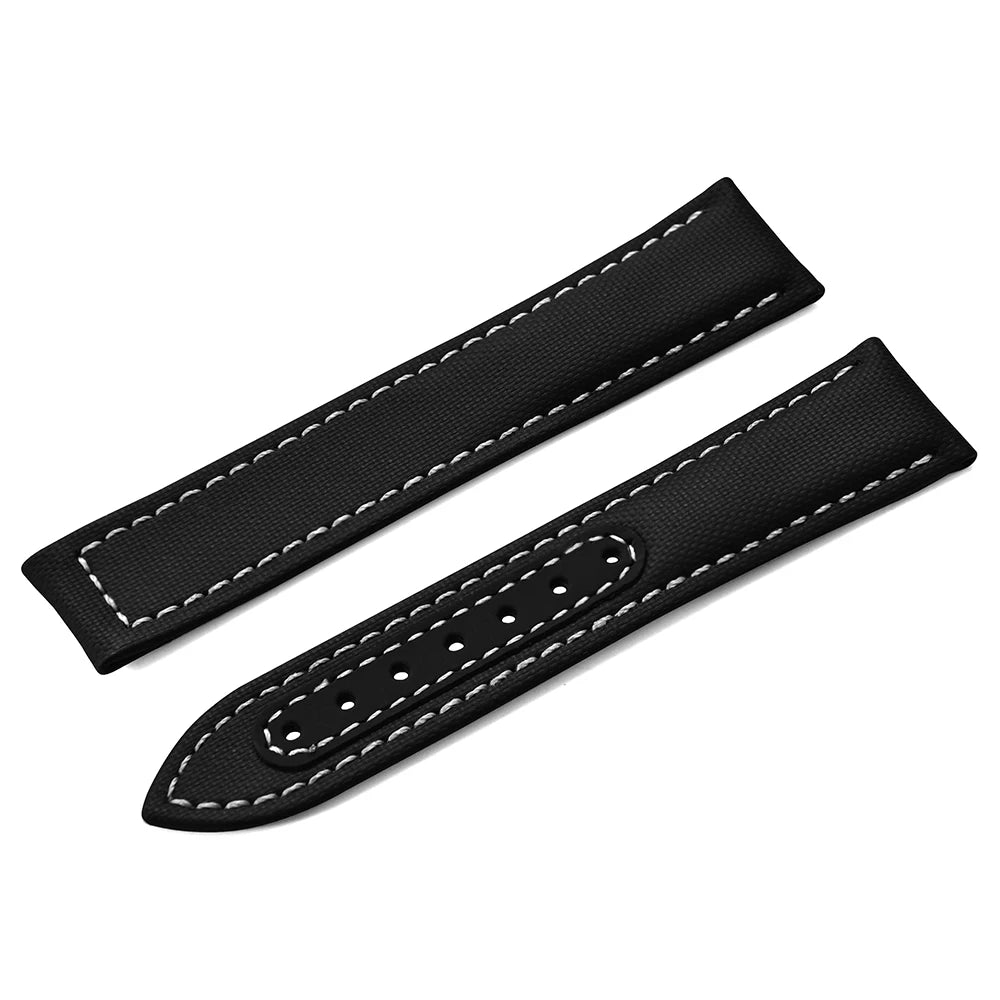 Bracelet de montre en Nylon en tissu voile, 20mm 22mm, en cuir, pour Omega Seamaster Swatch, boucle pliante, Bracelet universel