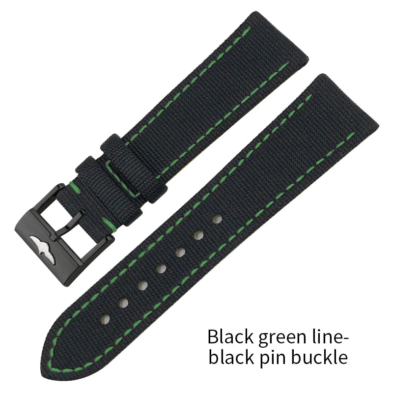 Bracelet de montre en cuir et nylon épais de qualité, 21mm 22mm, pour Breitling Avenger CHRONOMAT NAVITIMER SUPEROCEAN, bracelet de montre à fond jaune