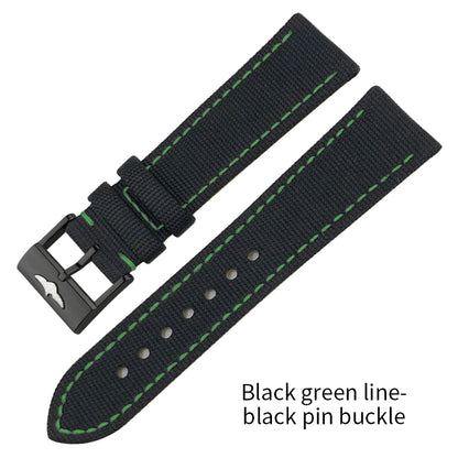Bracelet de montre en cuir et nylon épais de qualité, 21mm 22mm, pour Breitling Avenger CHRONOMAT NAVITIMER SUPEROCEAN, bracelet de montre à fond jaune