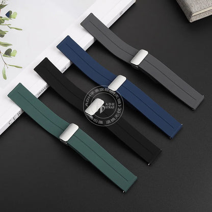 22mm Soft Silicone Watch Band for Casio Marlin MDV-106 Duro MDv106 MTP-1374 1375 EFS-S510 EFV-540, Magnetic Folding Buckle