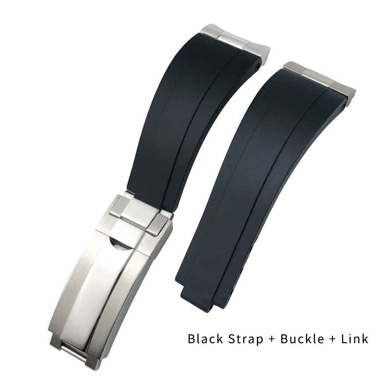 Correa de reloj de caucho para Rolex DayRequiSubmariner, correa de silicona estilo Oysterflex, cierre desplegable, 20 mm, 21 mm, 19 mm, 18 mm