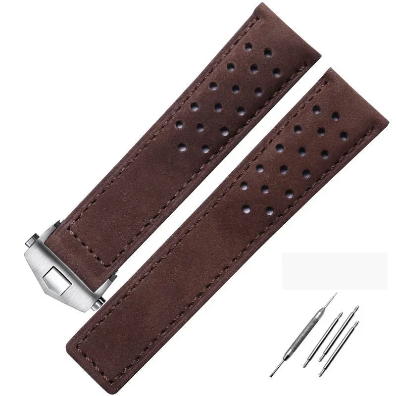 Bracelet de Montre Cuir Suède à Boucle Déployante - Universel