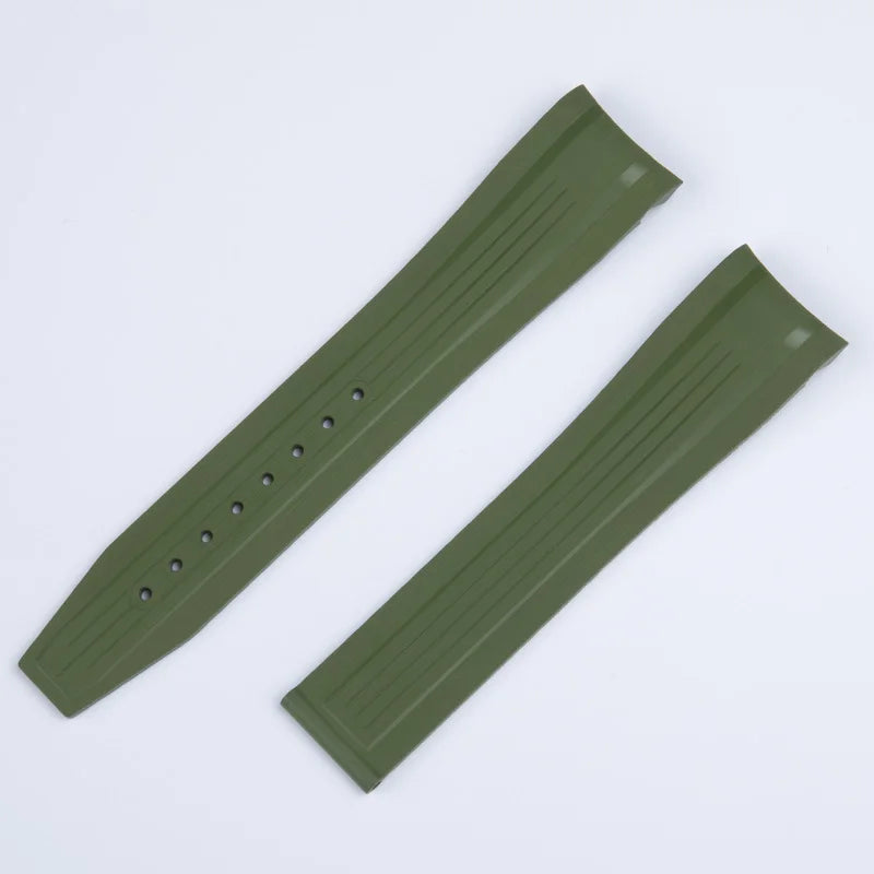 Bracelet de montre en caoutchouc fluoré FKM souple, pour Longines Conquest GMT L3.790 L3.830 L3.890 41mm 43mm, extrémité incurvée, étanche