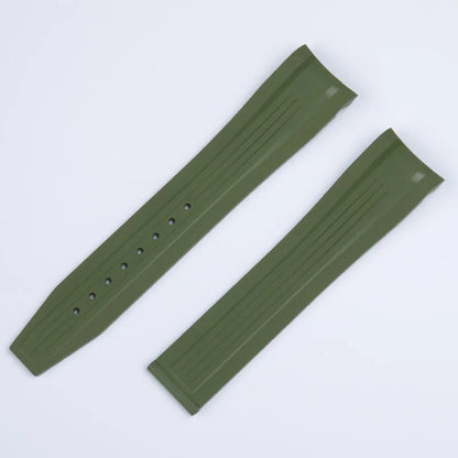 Bracelet de montre en caoutchouc fluoré FKM souple, pour Longines Conquest GMT L3.790 L3.830 L3.890 41mm 43mm, extrémité incurvée, étanche