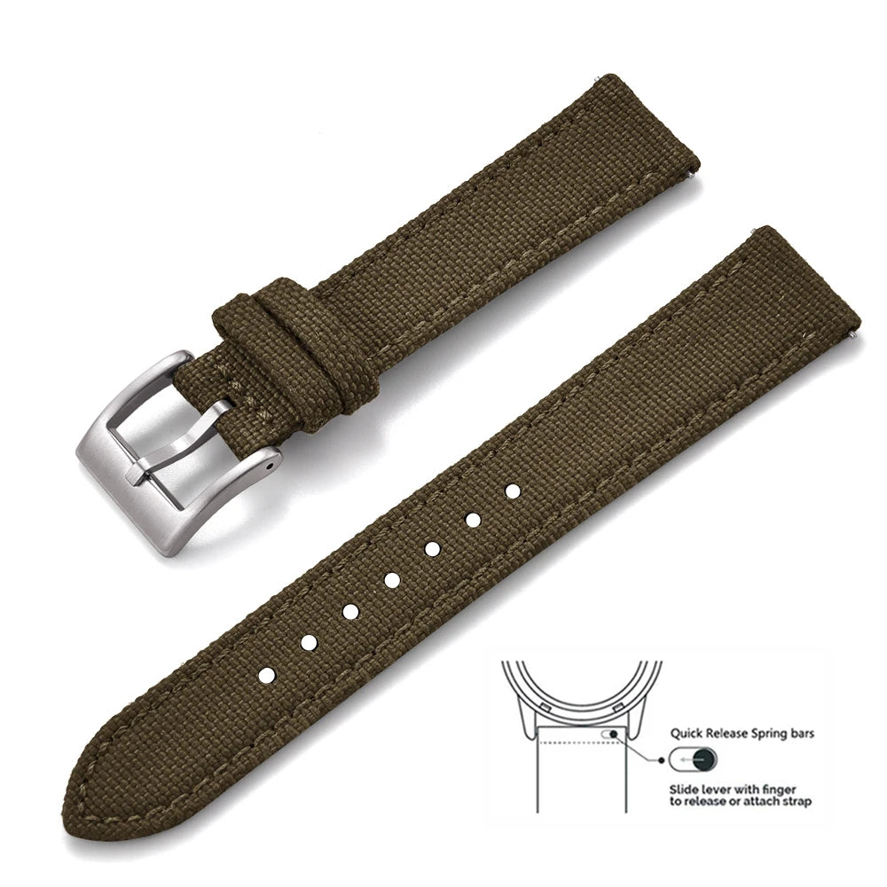 Bracelets en toile et Nylon en cuir, 18mm, 20mm, 22mm, à dégagement rapide, en tissu Vintage, pour montres Huawei Samsung