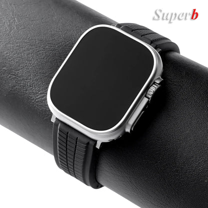Rubber band for Apple Watch, 46mm 45mm 44mm 42mm, for Iwatch Ultra 2 1 49mm Series 10 9 8 7 Se 6 5 Se, Luxury strap