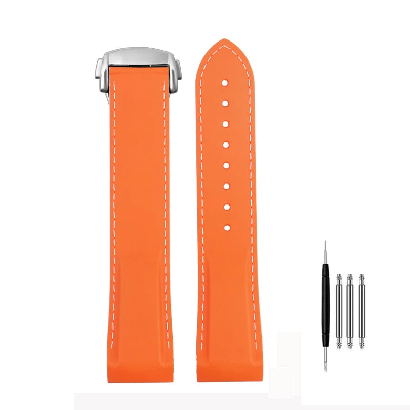 Cinturino per orologio da uomo in gomma e silicone, fibbia pieghevole, estremità curva, per Omega Seam84300 Speedmaster, 20 mm 21 mm 22 mm