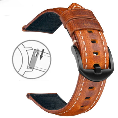 Correa de reloj de cuero de liberación rápida de 20 mm 22 mm, cuero auténtico Crazy Horse aceitado y encerado, estilo vintage, producto estrella, correa de repuesto retro para ropa de trabajo
