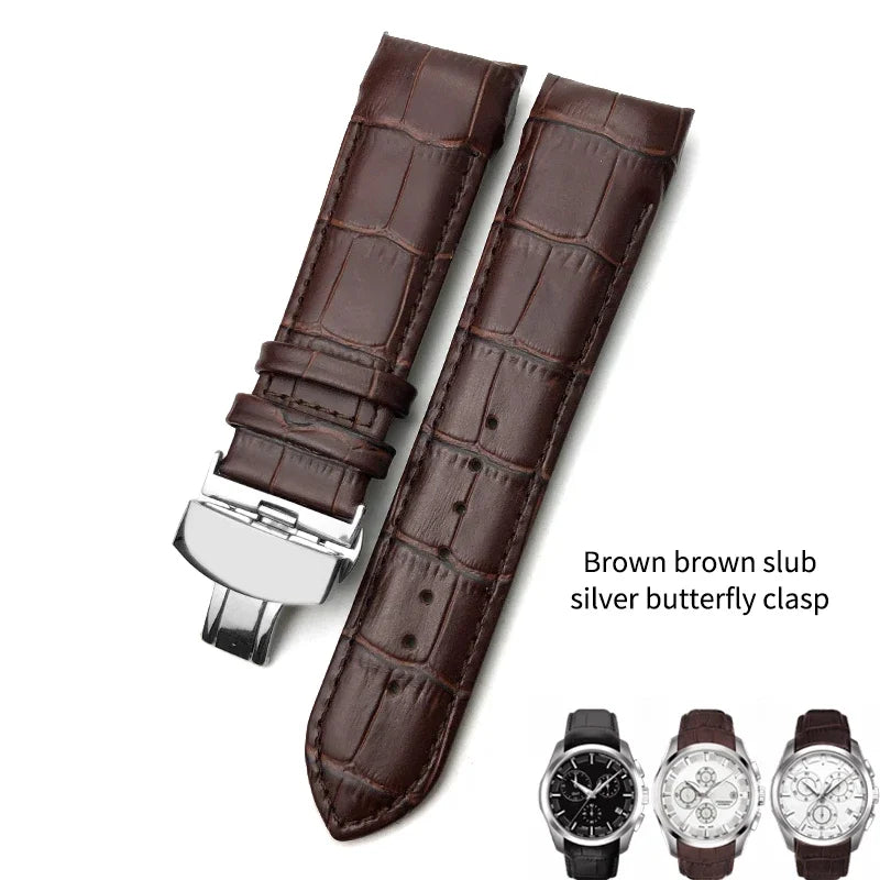 Cinturino per orologio in vera pelle 22mm 23mm 24mm adatto per Tissot T 035617 T035 cinturino in pelle di vacchetta nera fibbia deployante uomo