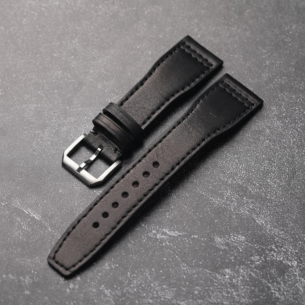 Cinturino in pelle di vacchetta con testa di pilota fatto a mano, braccialetto da uomo marrone nero 20 mm 22 mm 21 mm, cinturino per orologio in vera pelle stile vintage