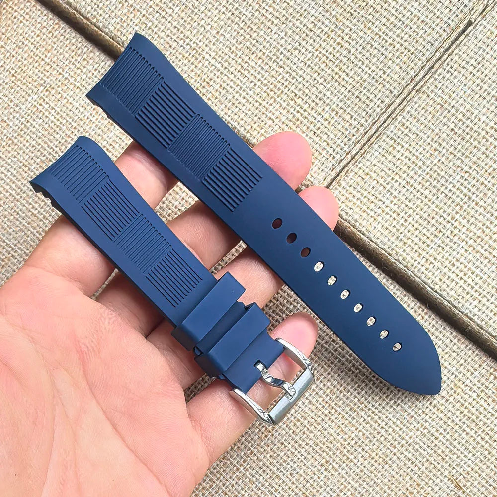 Bracelet de montre 20mm 22mm à extrémité incurvée, adapté aux montres à quartz Omega Rolex pour hommes, accessoires, bracelet en caoutchouc FKM, fluoroélastomère, multicolore, tendance