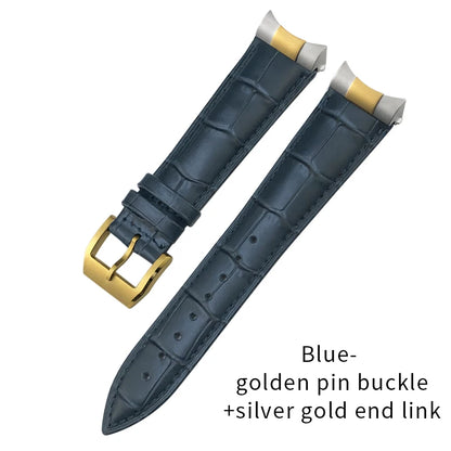 Curved End Genuine Leather Watch Strap, Crocodile Pattern Cowhide Metal Link for Tudor Black Bay 1958 20mm 22mm, Watch Band Tools