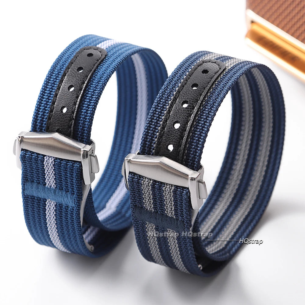 Bracelet en Nylon nervuré de 20mm pour Omega pour Swatch pour Moonswatch, boucle pliante en acier inoxydable, bracelet de montre de remplacement pour hommes et femmes