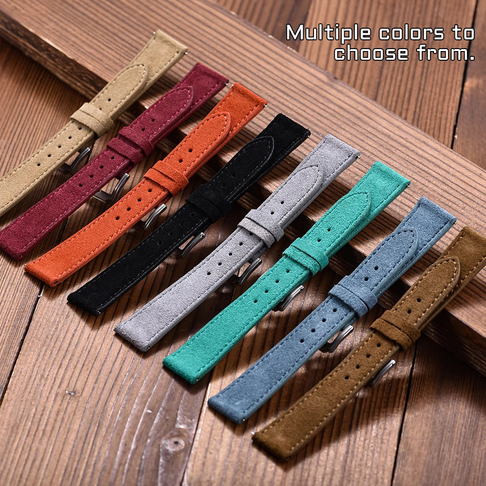 Bracelet en cuir suédé souple 18/19/20/22mm, gris, Vintage, à dégagement rapide, pour Omega Seiko Huawei, ceinture universelle