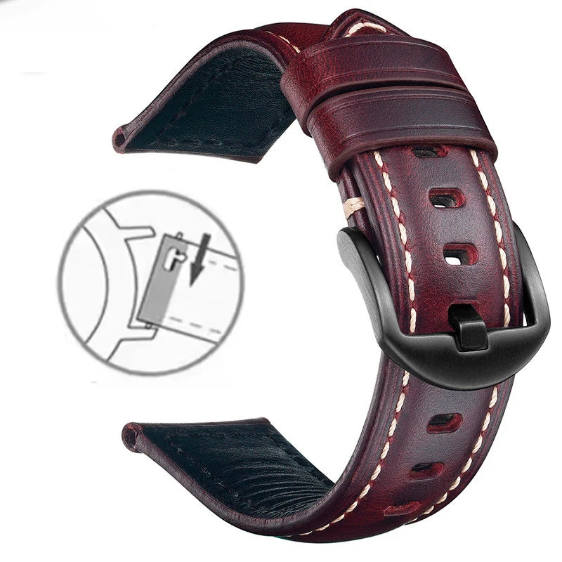 Correa de reloj de cuero de liberación rápida de 20 mm 22 mm, cuero auténtico Crazy Horse aceitado y encerado, estilo vintage, producto estrella, correa de repuesto retro para ropa de trabajo
