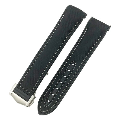 Cinturino per orologio da uomo in gomma nylon, cinturino in silicone, compatibile con Omega Seamaster 300, Moonwatch, Planet Ocean, 20mm, 21mm, 22mm, 19mm