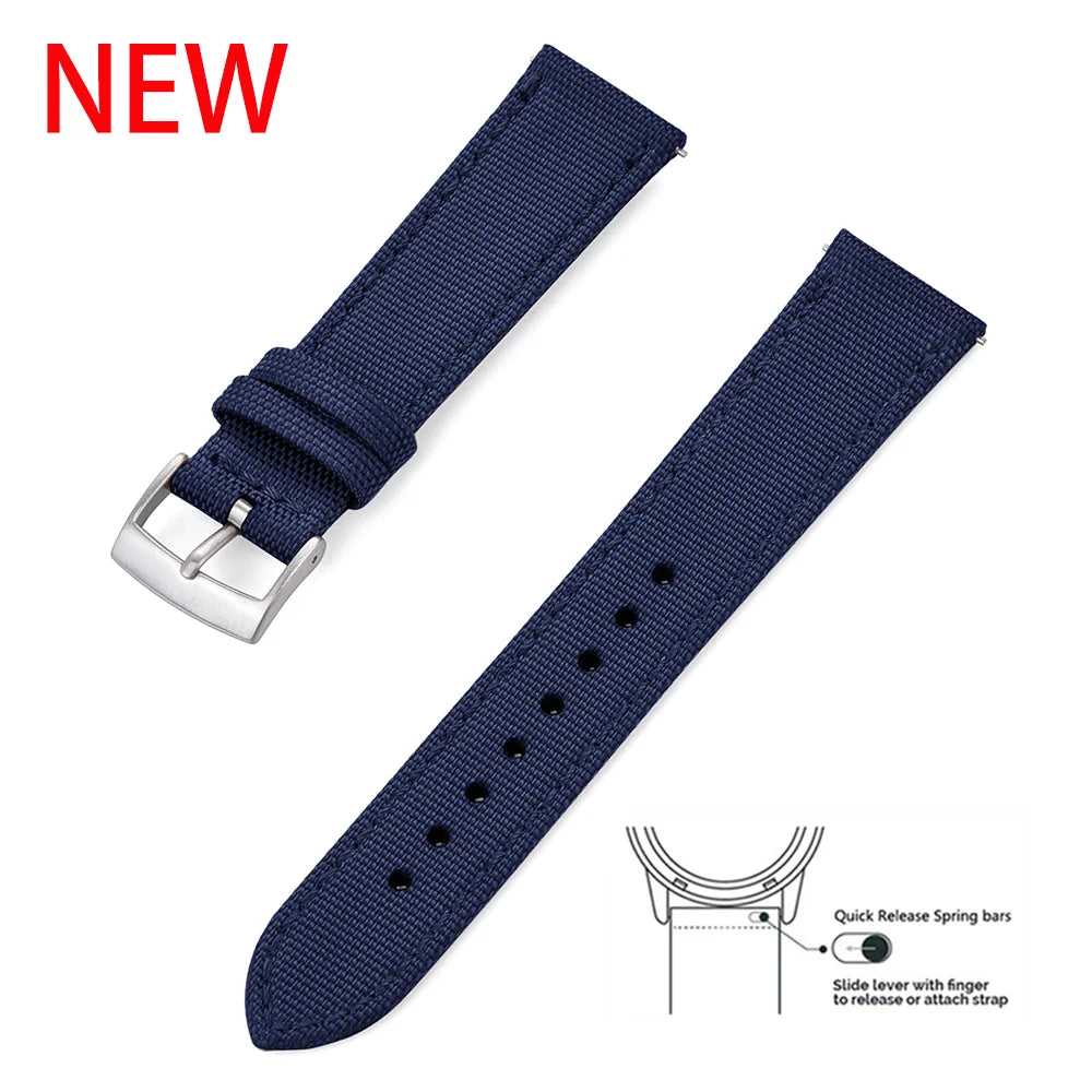 Leather and Nylon Watch Strap for Men and Women, 18mm 20mm 22mm, Quick Release, Universal, Suitable for Traditional Smartwatches