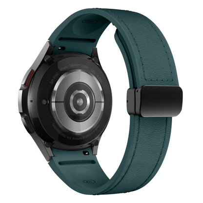 Bracelet en cuir véritable + silicone pour Samsung Galaxy Watch 6 5 7 44mm 40mm 20, Galaxy Watch 6 4 Classic 47mm 46mm 43mm 42mm