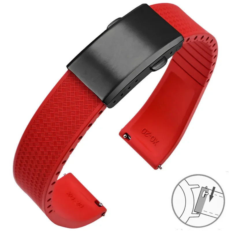 Bracelet montre Racing / Aviateur en caoutchouc Premium - Rapide, Boucle Déployante - A Découper