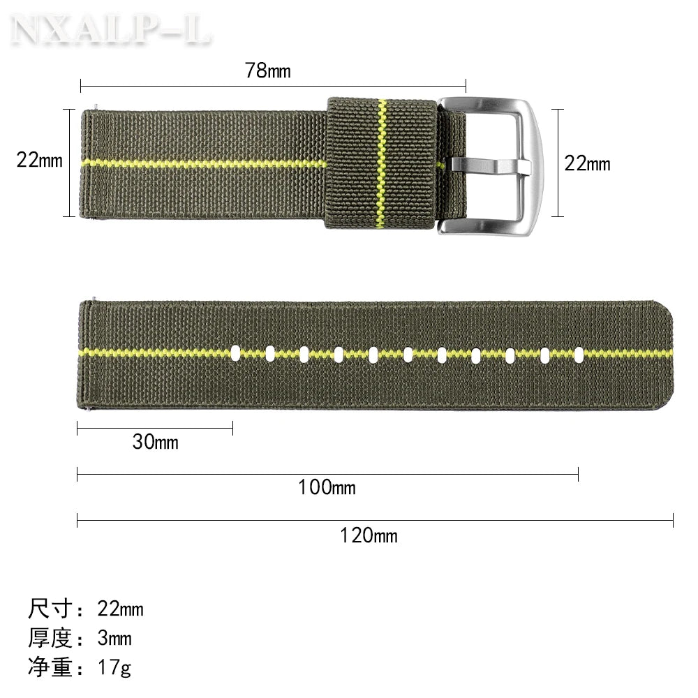 18mm 20mm 22mm 24mm Nylon Elastic Watch Strap Army Woven For Seiko Bracelet Military Sport Watch Band For Men Quick Release