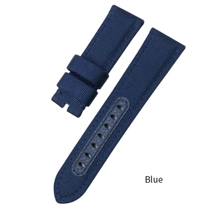 Cinturino per orologio in nylon da 24 mm per Panerai Submersible Luminor PAM verde blu grigio, in tessuto, tela, nuovo, con strumenti gratuiti