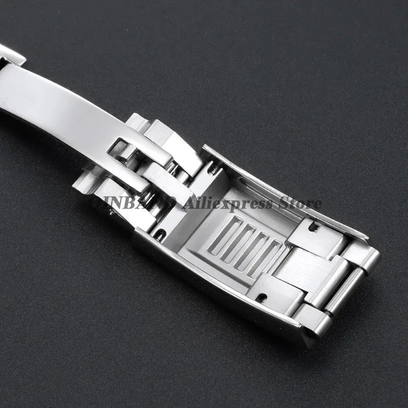 Stainless Steel Folding Watch Buckle, for Rolex DAYTONA SUBMARINER GMT Yacht-Master, Double Convex Fitted Clasp Button