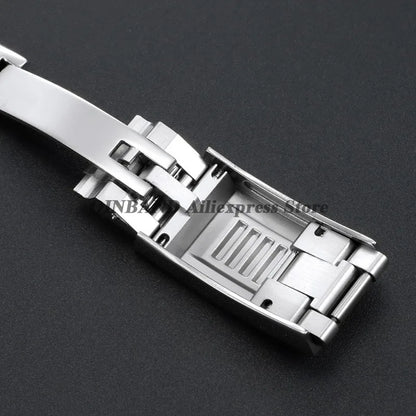 Stainless Steel Folding Watch Buckle, for Rolex DAYTONA SUBMARINER GMT Yacht-Master, Double Convex Fitted Clasp Button