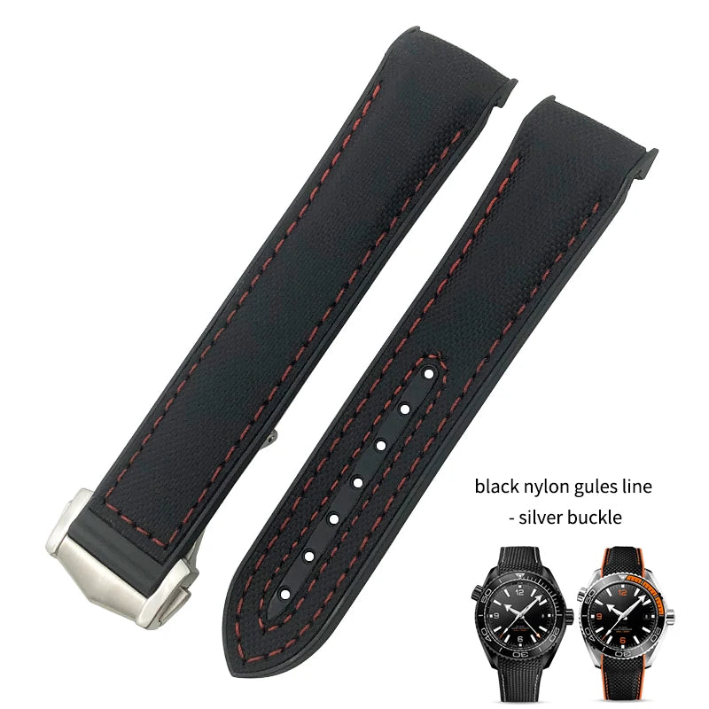 Cinturino per orologio da uomo in gomma nylon, cinturino in silicone, compatibile con Omega Seamaster 300, Moonwatch, Planet Ocean, 20mm, 21mm, 22mm, 19mm