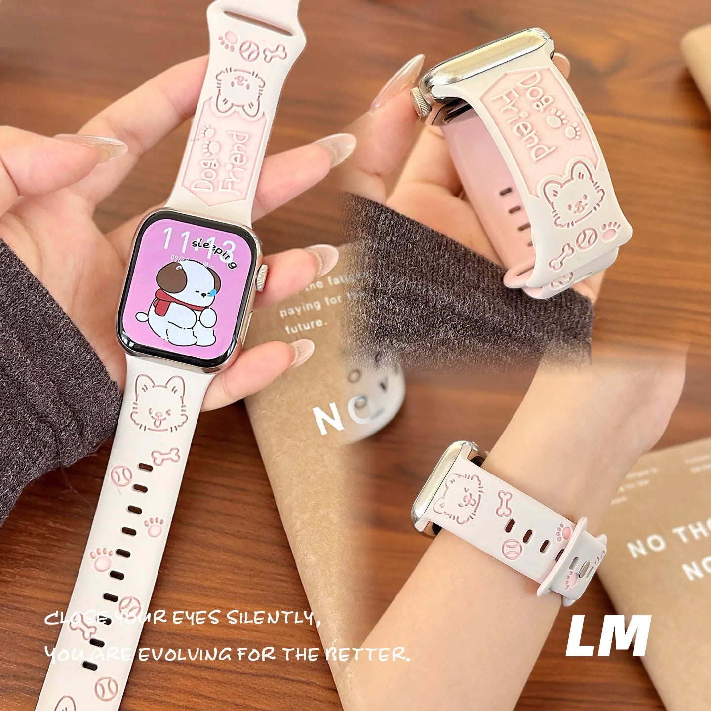 Cute Puppy Bracelet for Apple Watch S11 S10 S9 Ultra 2 3 | Breathable Silicone Couple Strap Compatible with iWatch 49 46 45 44 42 40 38mm