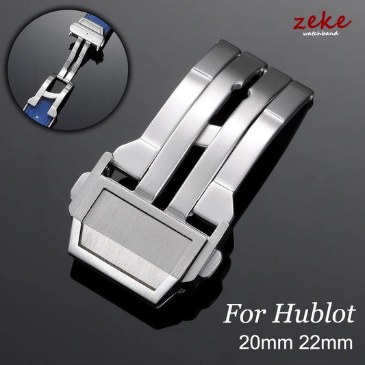 Boucle de montre pliante solide pour Hublot, 20mm 22mm, argent, Double poussée, fermoir de sécurité mat, sangles en acier inoxydable, accessoires de fermoir