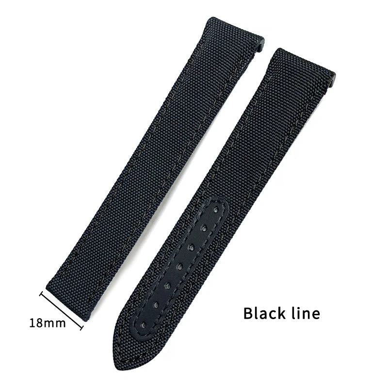 Bracelet de montre en tissu nylon de haute qualité avec base en cuir, adapté à Omega Seamaster Diver 300M AT150 Aqua Terra |   19 mm 20 mm 21 mm