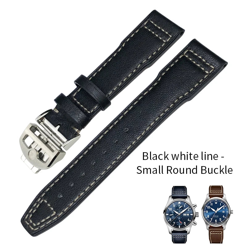 Cinturino per orologio in vera pelle da uomo, 20mm 21mm 22mm, adatto per orologio pilota IWC IW3777 PORTOFINO Mark 18, nero blu marrone
