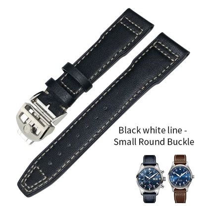 Cinturino per orologio in vera pelle da uomo, 20mm 21mm 22mm, adatto per orologio pilota IWC IW3777 PORTOFINO Mark 18, nero blu marrone