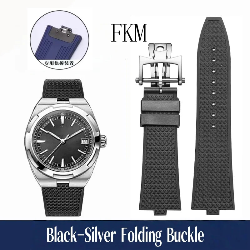 Bracelet de montre en caoutchouc Fluoros FKM à dégagement rapide, pour bracelet Vacheron VC Overseas 4300V 4500V 5500V 7900V, 24x7mm