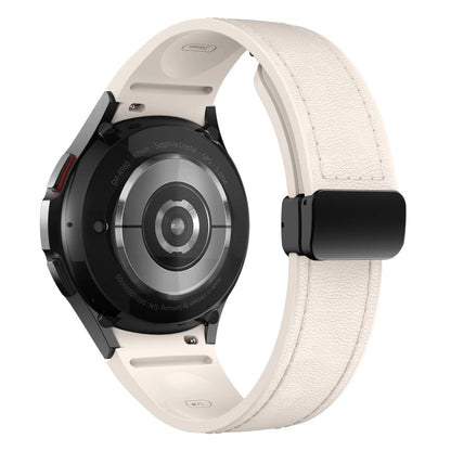 Bracelet en cuir véritable + silicone pour Samsung Galaxy Watch 6 5 7 44mm 40mm 20, Galaxy Watch 6 4 Classic 47mm 46mm 43mm 42mm