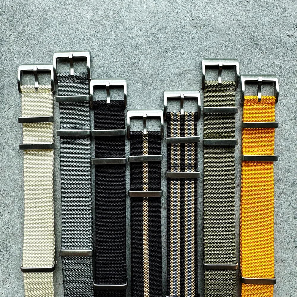 20mm 22mm Sport Fashion Black Yellow Grey Ribbed Fabric Nylon Watch Strap for Blancpain Omega Swatch Watches