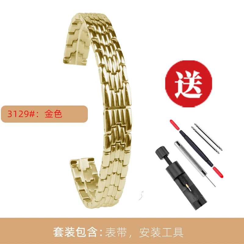 6mm 8mm 10mm 12mm 14mm 16mm Ladies Stainless Steel Buckle Mesh Watch Band Ultra-Thin Steel Bracelet Small Size Chain Width