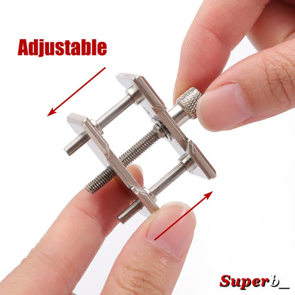 3-in-1 metal watchmaker tool: Adjustable case opener, press to close and open the case back, watch movement holder