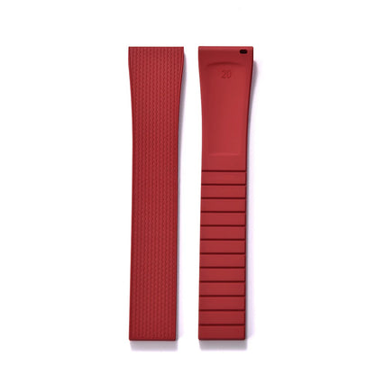 Bracelet de montre en caoutchouc FKM 20mm Style Delugs boucle papillon en argent découpée