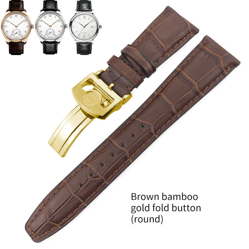 Bracelet de montre en cuir véritable pour hommes, 20mm, 21mm, 22mm, pour IWC, portugais, pilote, marron, noir, bleu