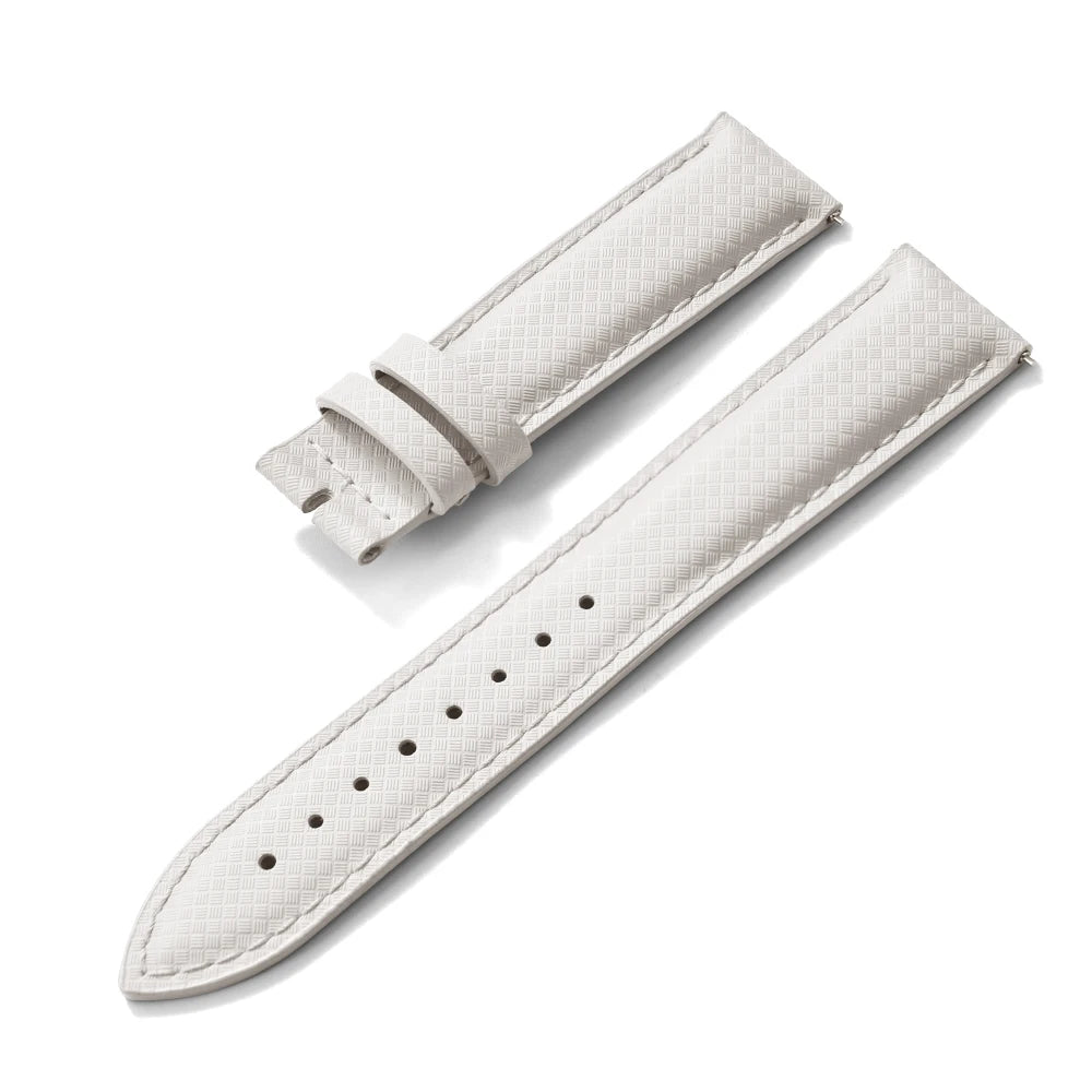 STAPELP – Fabric Sailcloth Strap, 18mm, 19mm, 20mm, 22mm, Top FKM + Leather Base, Textured Rubber Watch Straps, Quick Release Pin Buckle