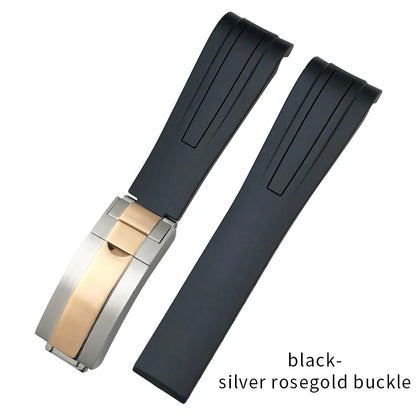 Uhrenarmband aus Kautschuk und Silikon, gebogenes Ende, 18mm 19mm 20mm 21mm 22mm, für Submariner DayRequiRolex Gstuff IWC Pilot, Uhrenarmband-Zubehör