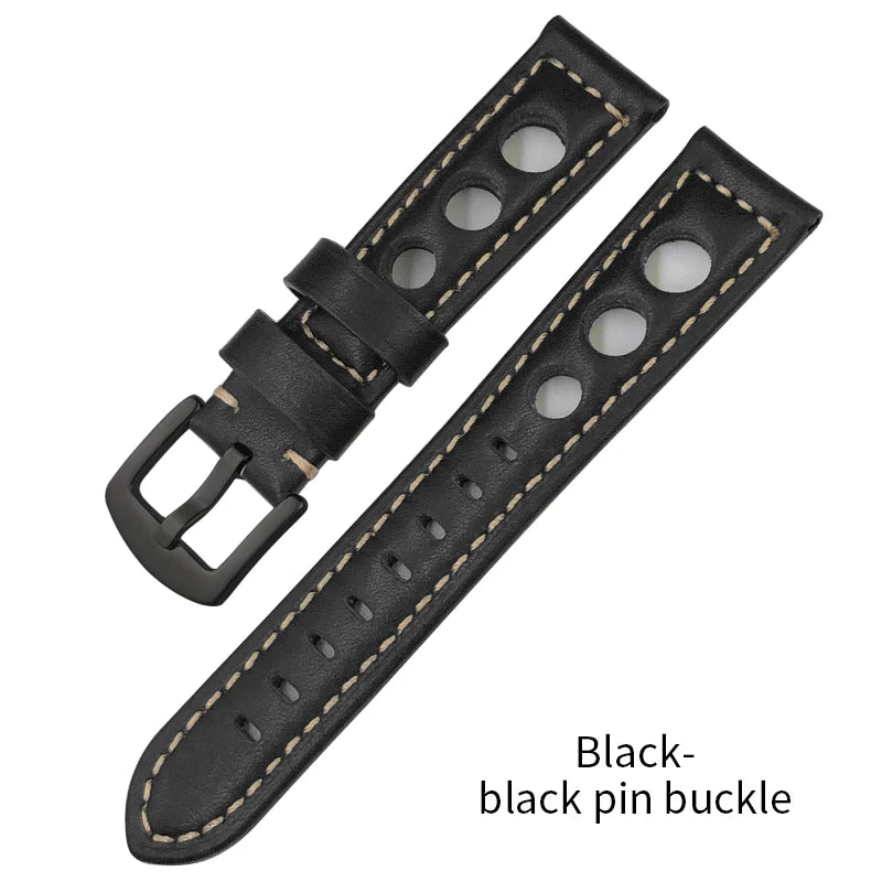 Bracelet de montre en cuir de veau 19mm 20mm 21mm 22mm pour IWC Pilot Breitling Tudor Omega Seiko SKX 5, bracelet de montre en cuir de vache véritable avec trous