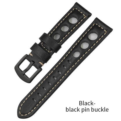 Bracelet de montre en cuir de veau 19mm 20mm 21mm 22mm pour IWC Pilot Breitling Tudor Omega Seiko SKX 5, bracelet de montre en cuir de vache véritable avec trous