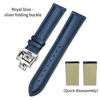 Bracelet de montre en cuir véritable à dégagement rapide 19mm 20mm 21mm 22mm pour Vacheron Constantin Patrimony VC, bracelet noir avec boucle pliable