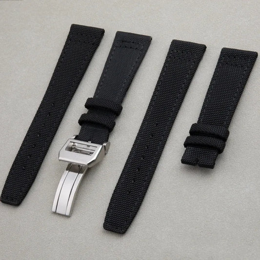 Accessoires universels Bracelet de montre en toile et cuir pour Bracelet IWC PILOT Portugal Bracelet de montre 20mm 21mm 22mm Bracelet pliable Bu
