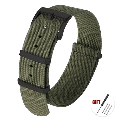Cinturino per orologio in Nylon di alta qualità 20mm 22mm per orologio militare casual, fibbia nera, ricambio per cinturino sportivo militare, marrone, verde
