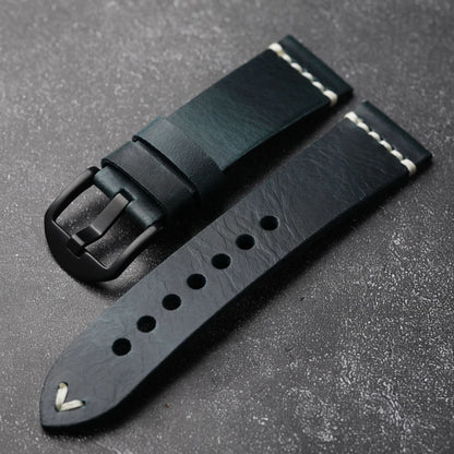 Handmade Vintage Calfskin Watch Strap for Men, Brown and Blue Strap, Soft Strap, Oil-Resistant, 18mm, 19mm, 20mm, 21mm, 22mm, 24mm